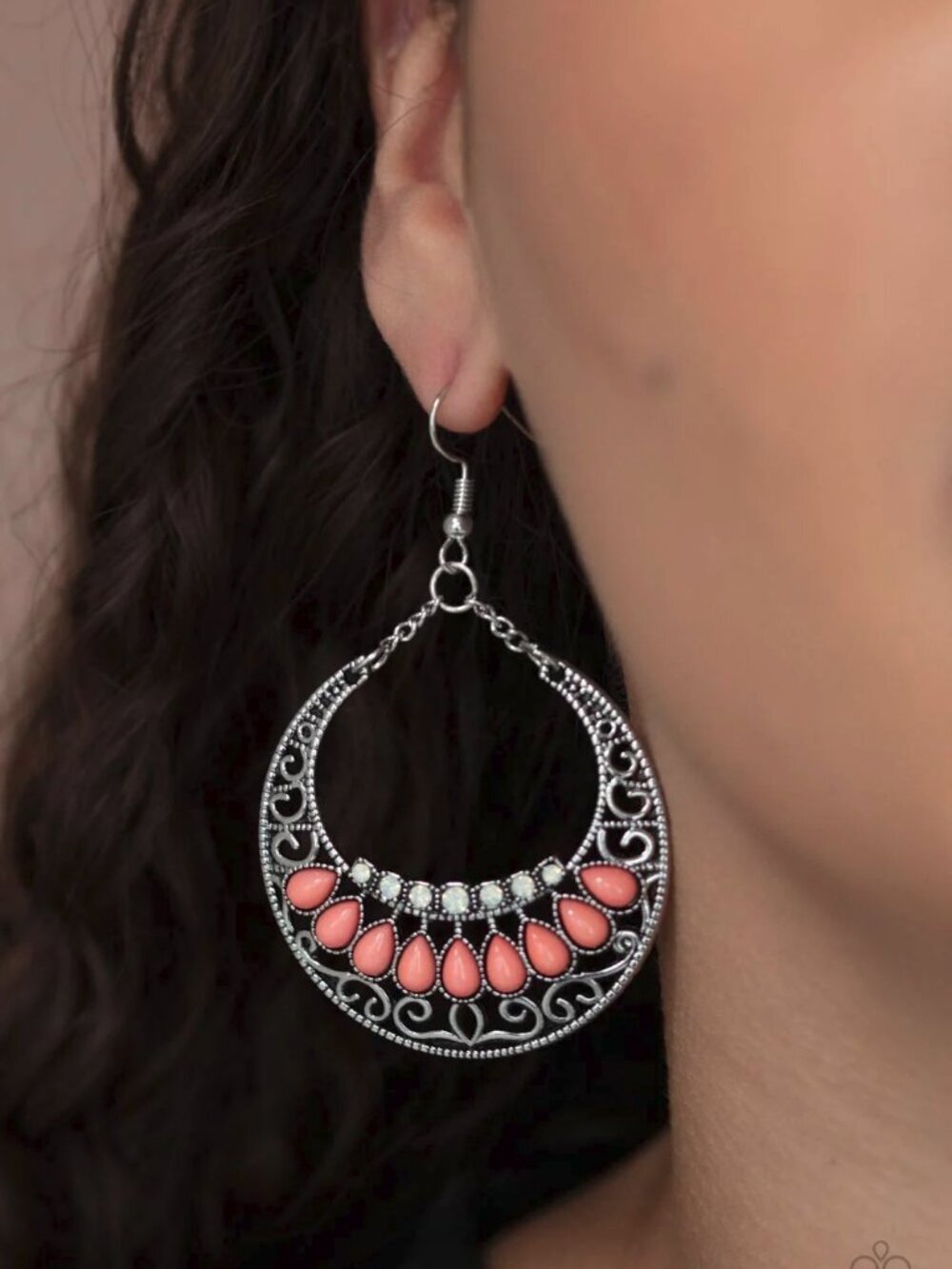 Paparazzi Jewelry Accessories - Crescent Couture - Orange  Earrings - Vintage